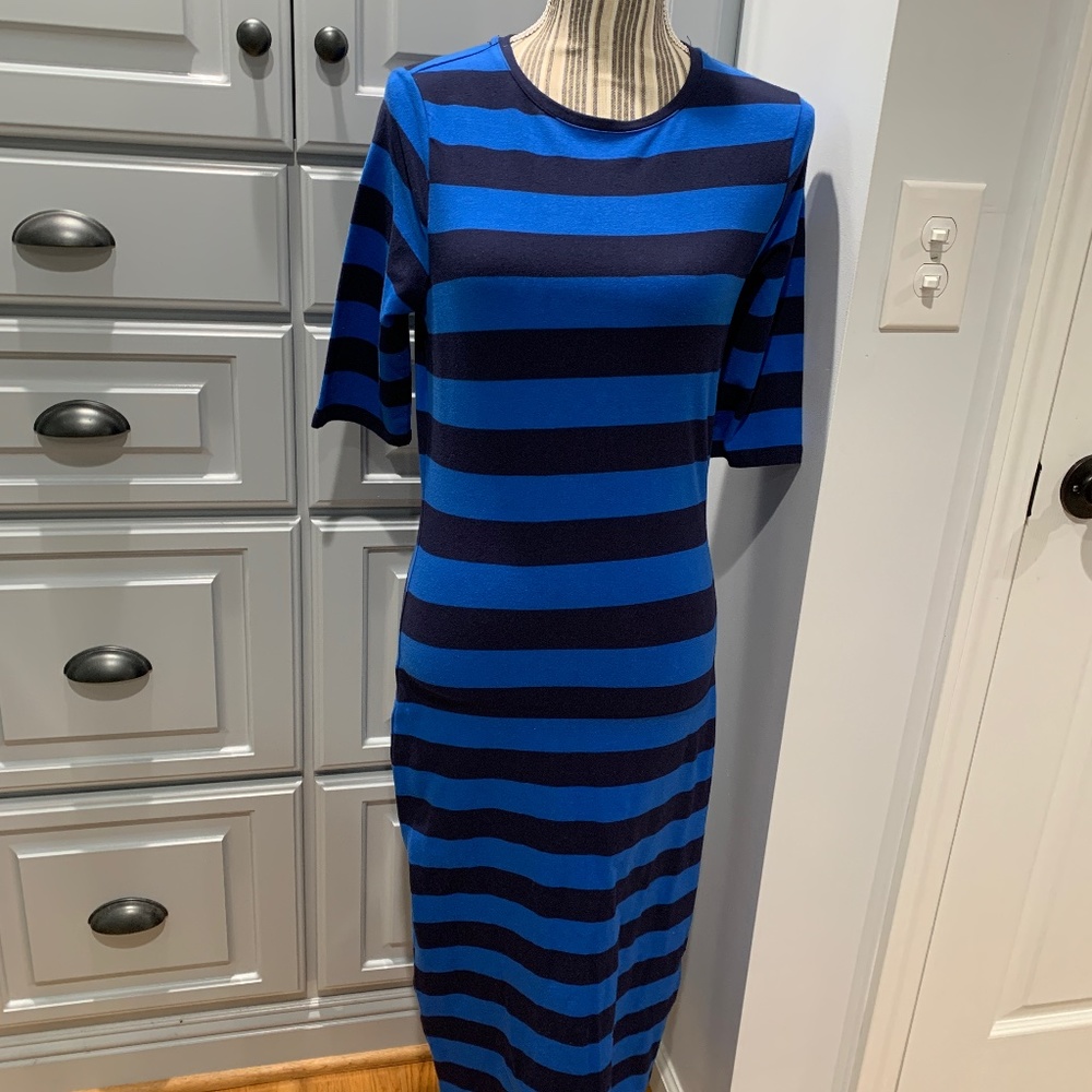 A New Day Black and Blue Striped Maxi Dress, Size XS, NWT - Picture 1 of 6